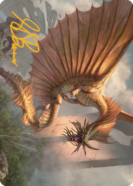 Ancient Gold Dragon Art Card (28) (Gold-Stamped Signature) [Commander Legends: Battle for Baldur's Gate Art Series] | Rook's Games and More