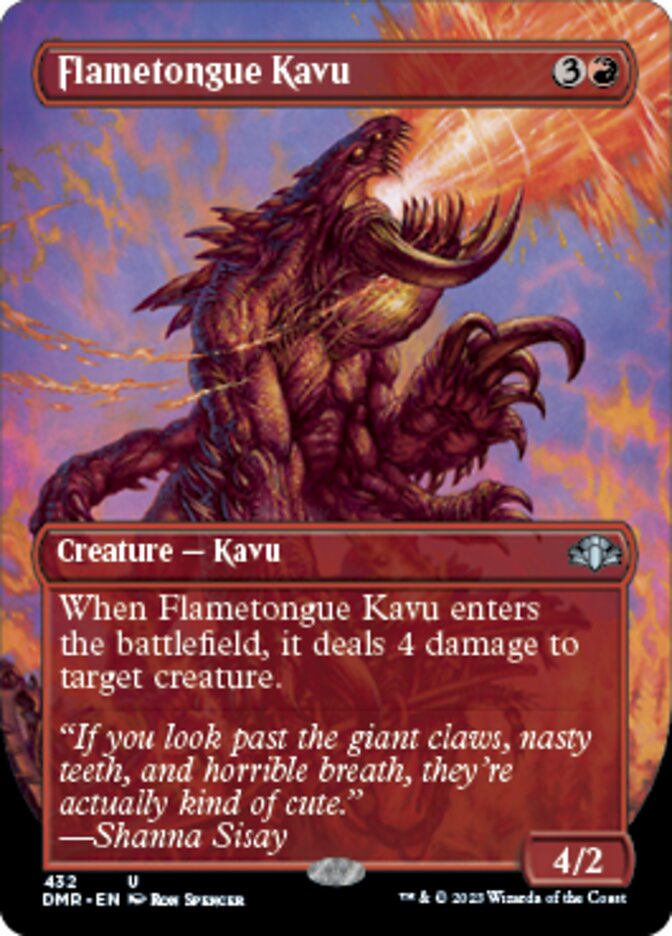 Flametongue Kavu (Borderless Alternate Art) [Dominaria Remastered] | Rook's Games and More