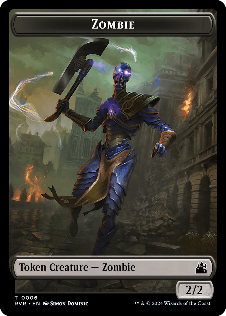 Spirit (0018) // Zombie Double-Sided Token [Ravnica Remastered Tokens] | Rook's Games and More