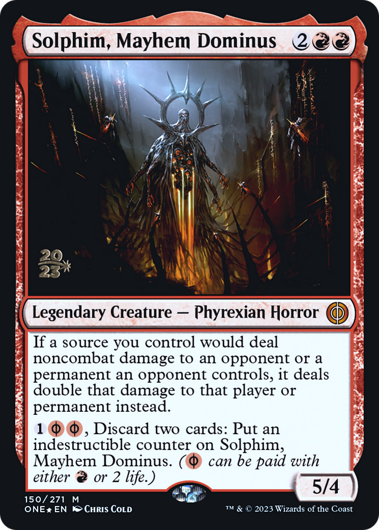 Solphim, Mayhem Dominus [Phyrexia: All Will Be One Prerelease Promos] | Rook's Games and More