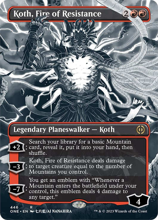 Koth, Fire of Resistance (Borderless Manga Step-and-Compleat Foil) [Phyrexia: All Will Be One] | Rook's Games and More