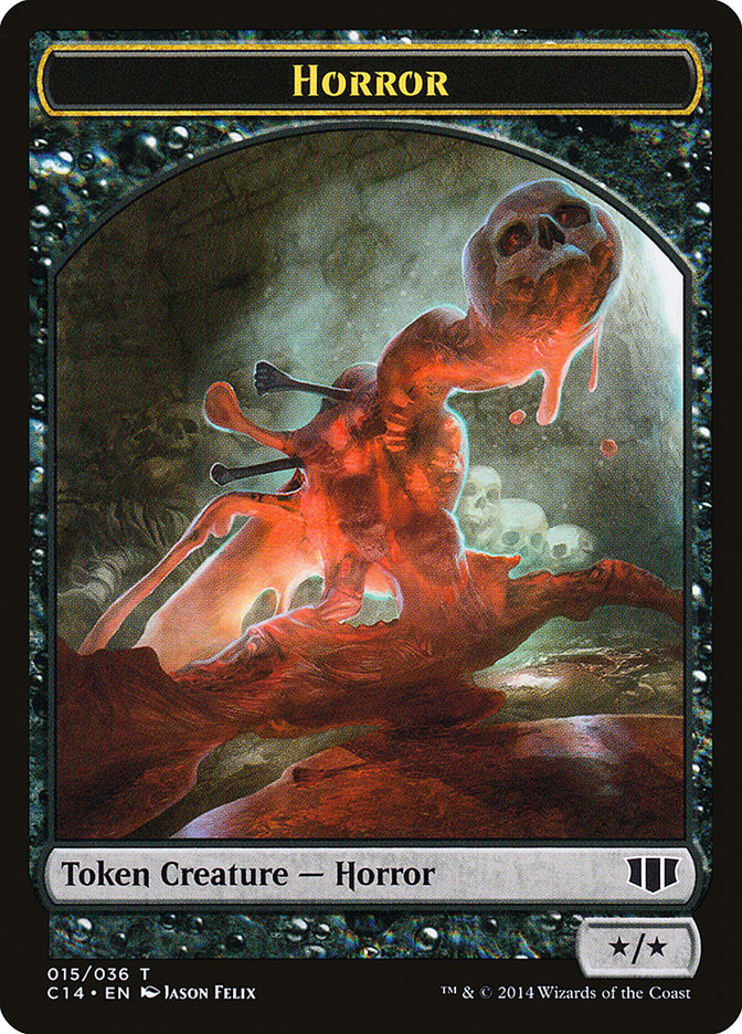 Horror // Zombie (016/036) Double-sided Token [Commander 2014 Tokens] | Rook's Games and More