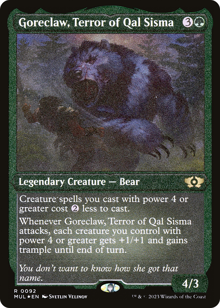 Goreclaw, Terror of Qal Sisma (Foil Etched) [Multiverse Legends] | Rook's Games and More