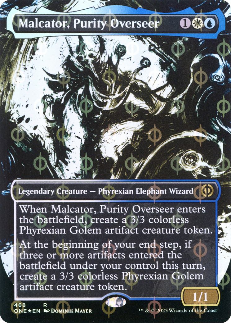 Malcator, Purity Overseer (Borderless Ichor Step-and-Compleat Foil) [Phyrexia: All Will Be One] | Rook's Games and More