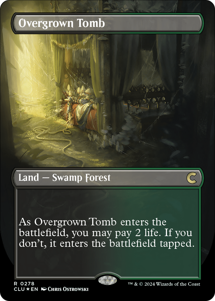 Overgrown Tomb (Borderless) [Ravnica: Clue Edition] | Rook's Games and More