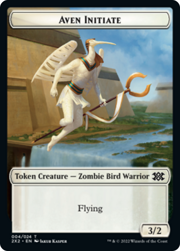 Worm // Aven Initiate Double-sided Token [Double Masters 2022 Tokens] | Rook's Games and More