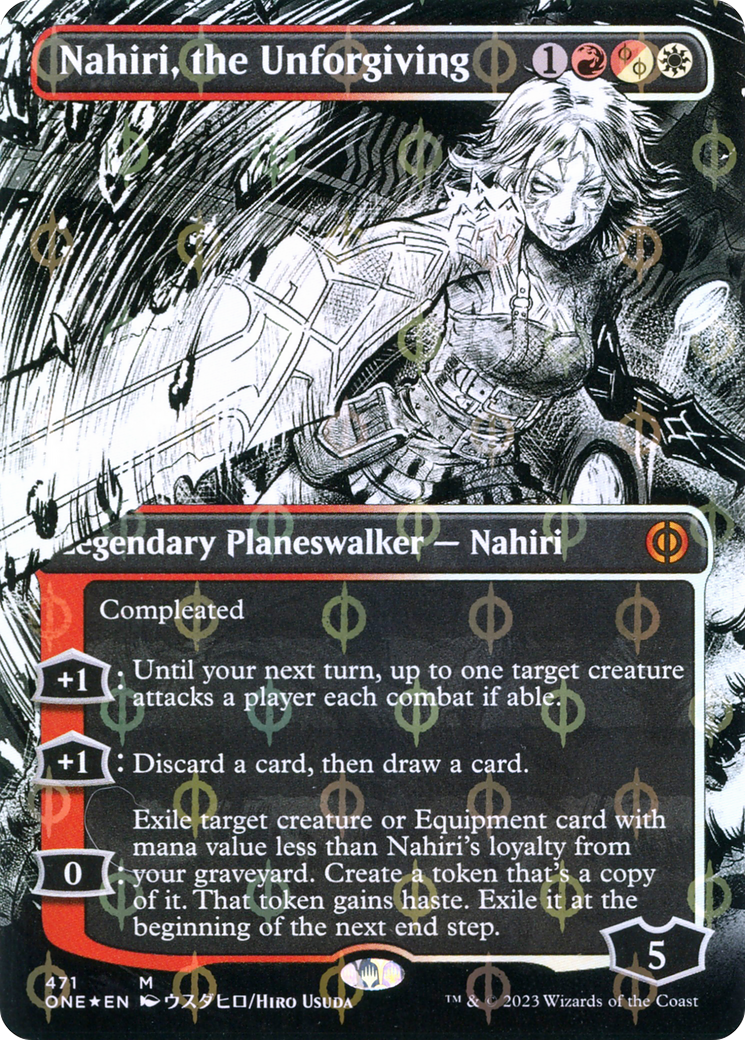 Nahiri, the Unforgiving (Borderless Manga Step-and-Compleat Foil) [Phyrexia: All Will Be One] | Rook's Games and More