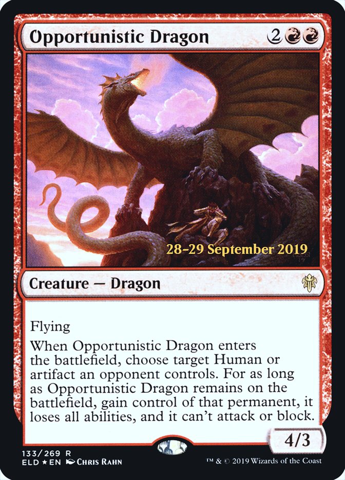 Opportunistic Dragon  [Throne of Eldraine Prerelease Promos] | Rook's Games and More