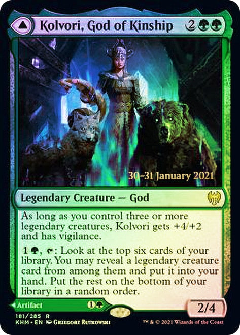 Kolvori, God of Kinship // The Ringhart Crest   [Kaldheim Prerelease Promos] | Rook's Games and More